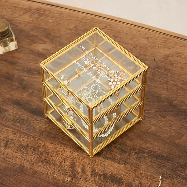名入れ 真鍮 ガラス ジュエルケース
