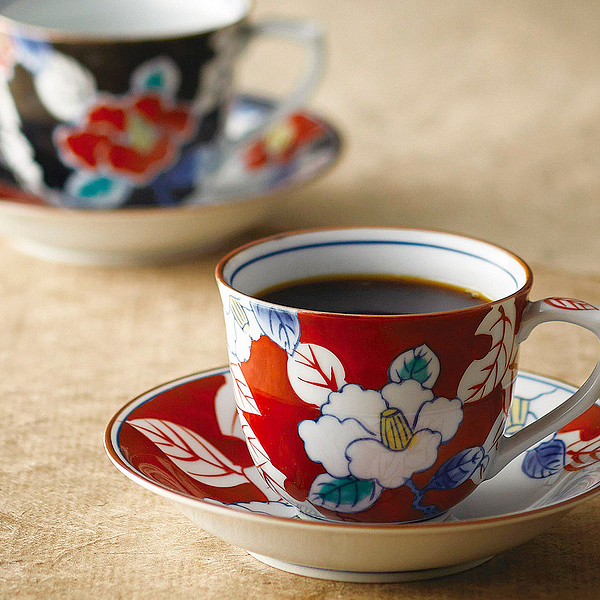 色彩山茶花 ペアコーヒー碗皿